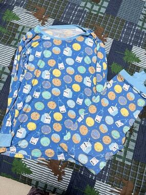 Little Sleepies Pajama YOUTH 16 Milk and Cookies 2 Piece Set Preowned
